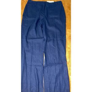 Cato Pants Womens 10P Navy Linen Blend Classic Straight Leg Dress Casual